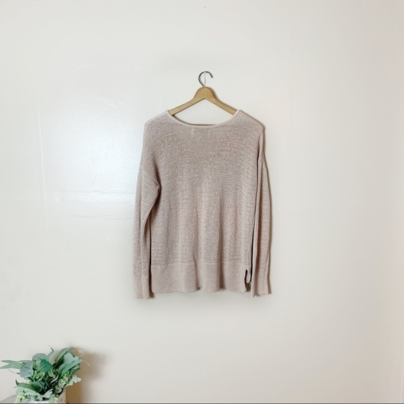 [LOFT] Blush Pink Lace Up V-neck Long Sleeve Pullover Sweater - Picture 6 of 7